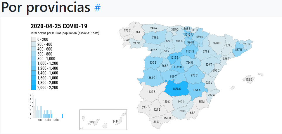 Visualizción de datos por provincias en España - Montera34